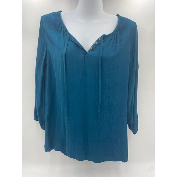 New Sonoma Peasant Blouse Teal Size Small - Picture 1 of 6